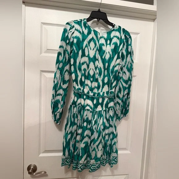 NWT Alex Marie green white Renata printed tropical getaway dress with tie 10 - Picture 3 of 8